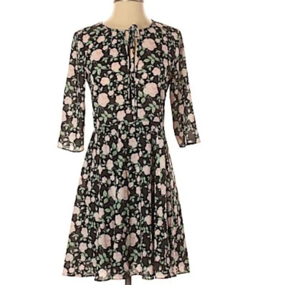 Erin Fetherston Floral Black A-Line Dress Size 0 - Picture 1 of 4